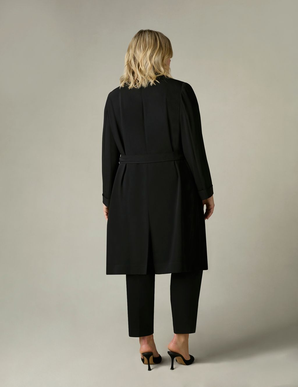 Belted Revere Collar Relaxed Tailored Coat 4 of 6