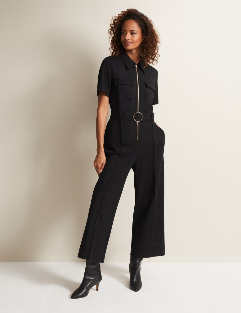 Maternity Short Sleeve Belted Loungewear Jumpsuit