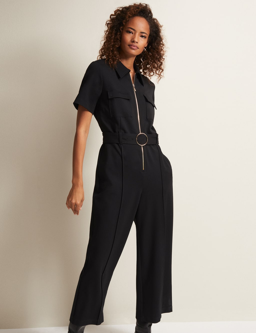 Belted Short Sleeve Jumpsuit