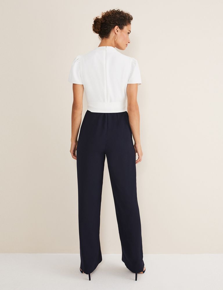 Belted Short Sleeve Wrap Wide Leg Jumpsuit, Phase Eight