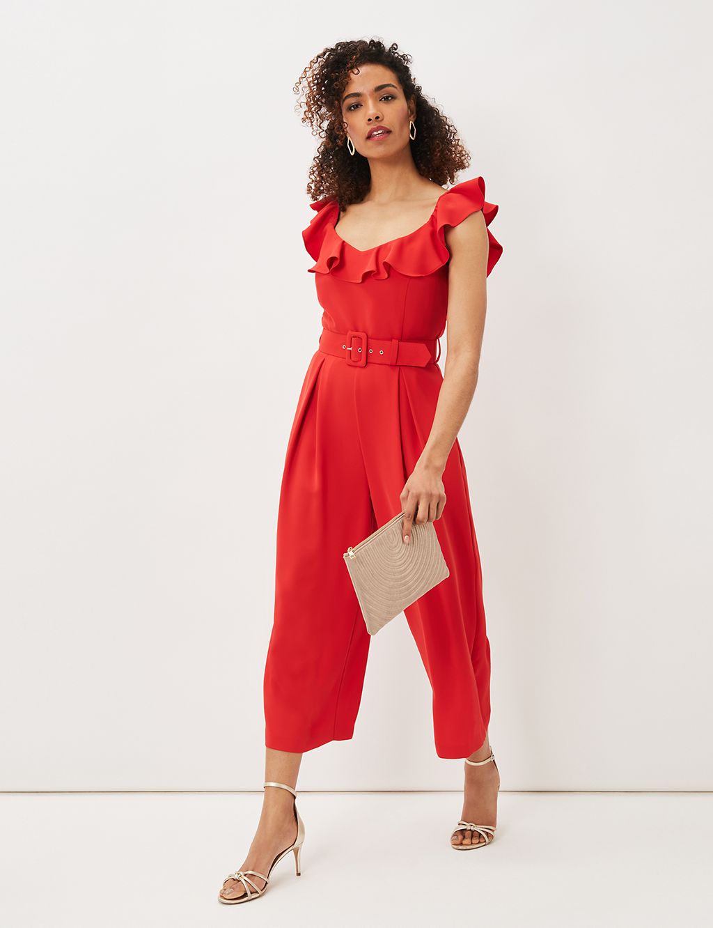 Belted Sleeveless Cropped Jumpsuit 3 of 4