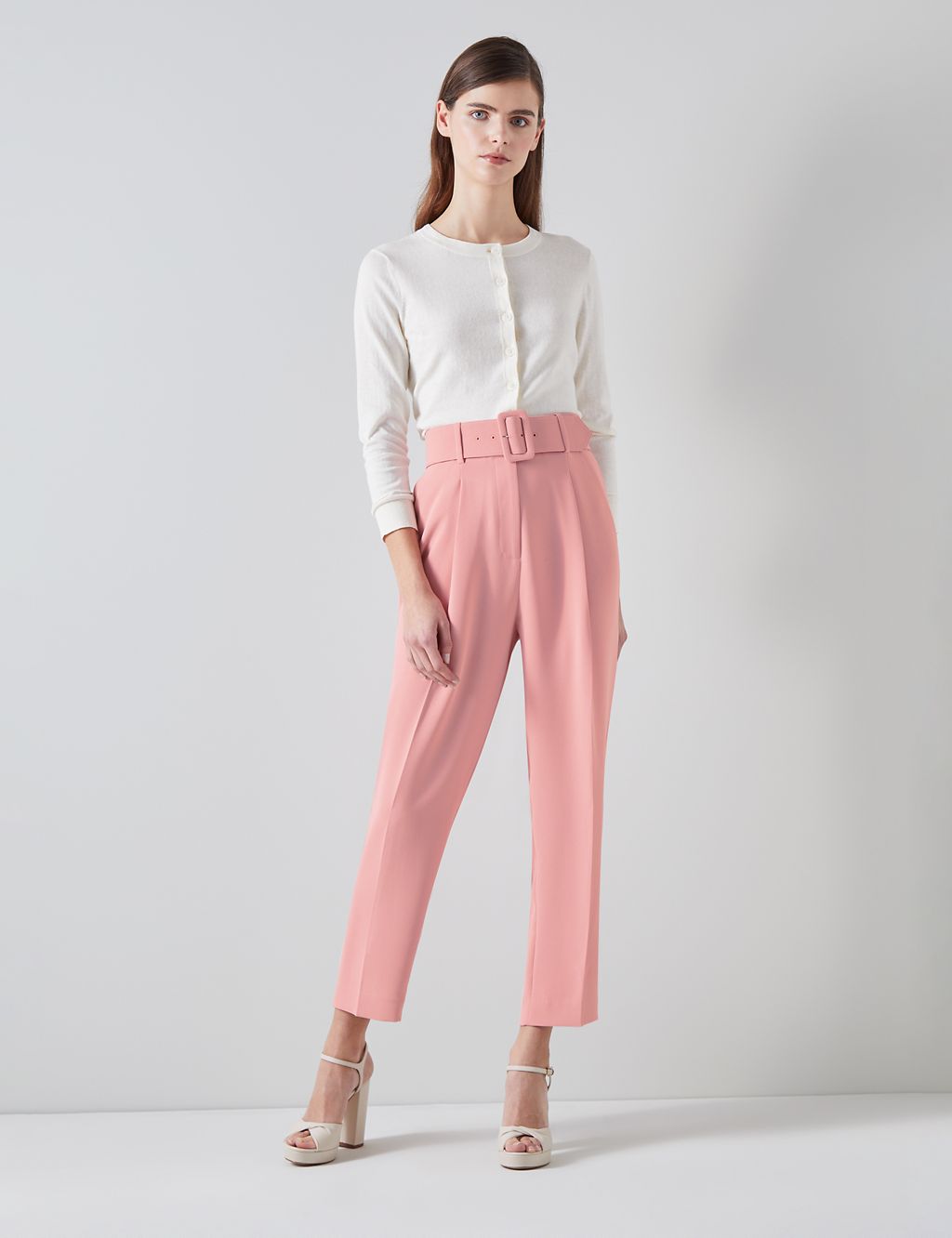 Belted Tapered Ankle Grazer Trousers 3 of 4