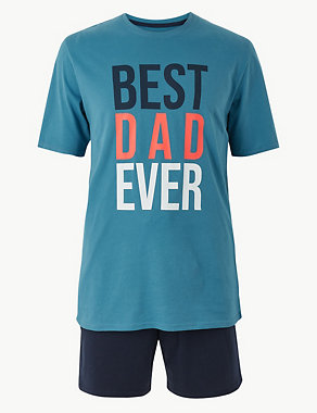 Best Dad Ever Print Pyjama Shorts Set Image 2 of 5