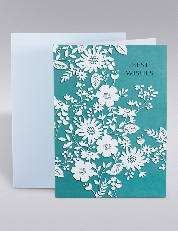 Best Wishes Blue Floral Card Image 1 of 2