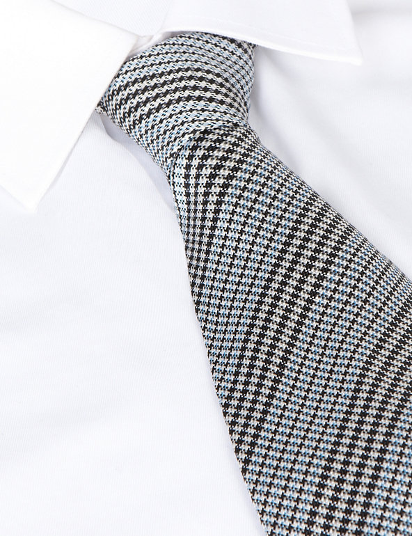 Best of British Dogtooth Striped Silk Tie Image 1 of 1