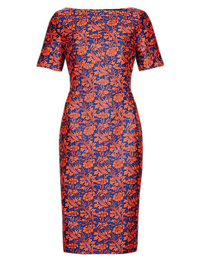Best of British Floral Jacquard A-Line Dress Image 2 of 4