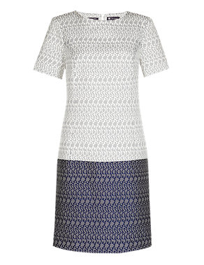 Best of British Jacquard Dot Shift Dress with Silk Image 2 of 6