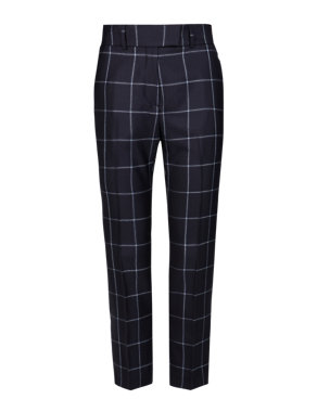 Best of British Pure New Wool Checked Modern Slim Leg Trousers Image 2 of 7
