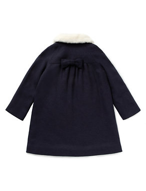 Best of British Pure Wool Faux Fur Collar Dolly Coat (5-12 Years) Image 2 of 6