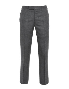 Best of British Pure Wool Flat Front Flannel Trousers Image 2 of 6