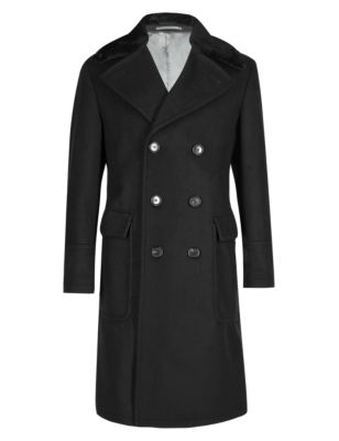 Best of British Pure Wool Tailored Fit Double Breasted Coat | M&S ...