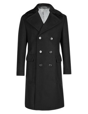 Best of British Pure Wool Tailored Fit Double Breasted Coat Image 2 of 6