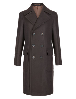 Best of British Pure Wool Tailored Fit Double Breasted Coat Image 2 of 7
