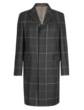 Best of British Pure Wool Tailored Fit Window Pane Checked Coat Image 2 of 6