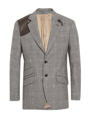 Best of British Wool Rich Prince of Wales Checked Jacket with Cashmere Image 2 of 8