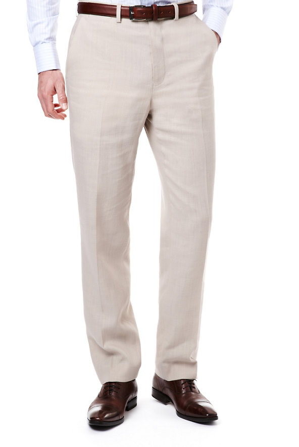 Big & Tall  Linen Miracle™ Flat Front Trousers Image 1 of 1