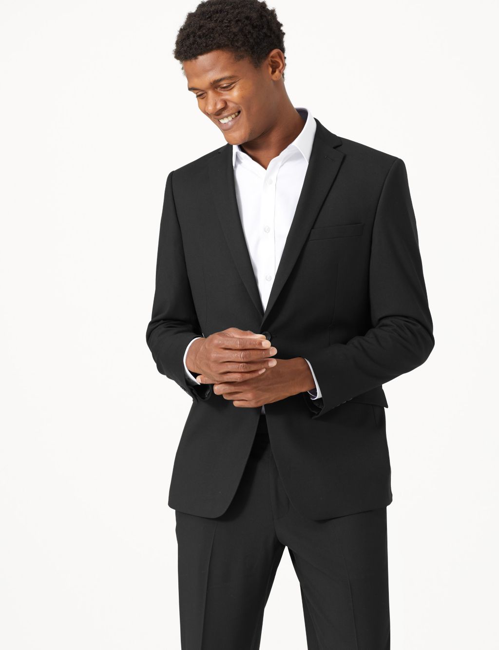 Big & Tall Black Slim Fit Jacket with Stretch | M&S Collection | M&S