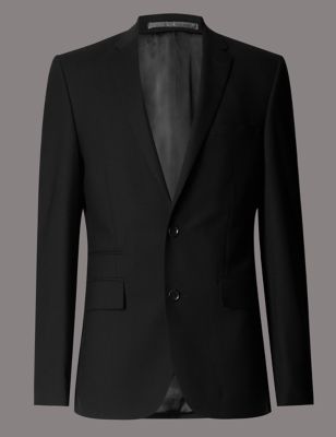 Big & Tall Black Tailored Fit Wool Jacket Image 2 of 7