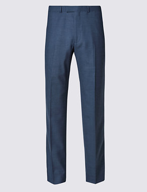 Big & Tall Blue Regular Fit Wool Trousers Image 2 of 3