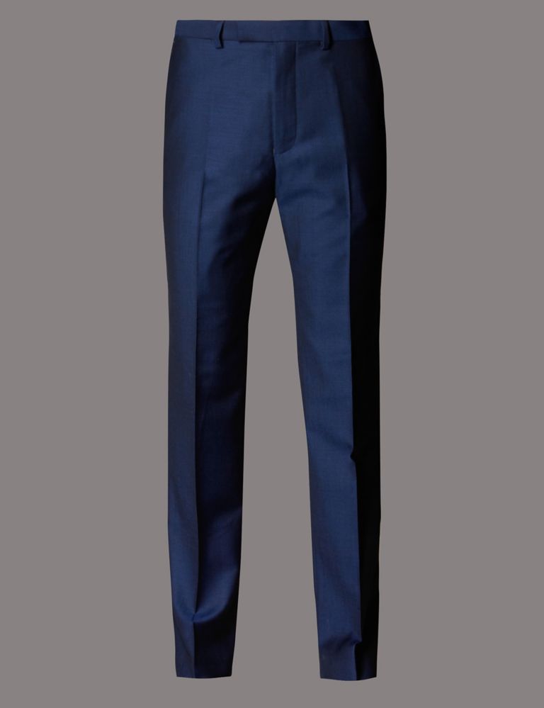 Big & Tall Blue Tailored Fit Wool Trousers 1 of 3