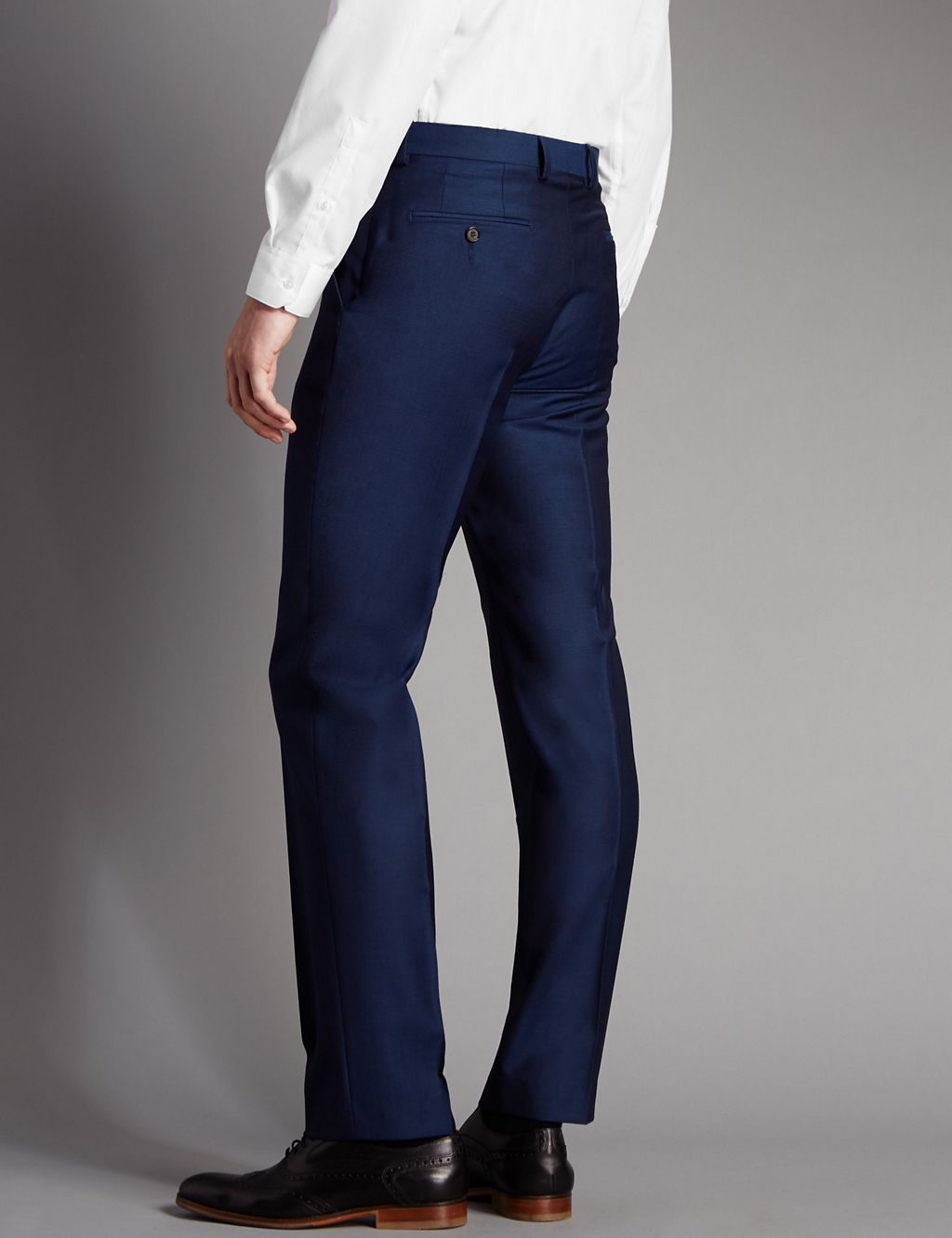 Big & Tall Blue Tailored Fit Wool Trousers 2 of 3