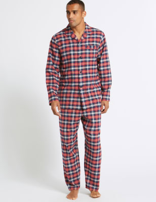 Brushed Cotton Checked Pyjama Set, M&S Collection