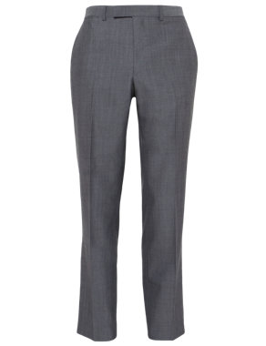 Big & Tall Grey Tailored Fit Flat Front Trousers Image 2 of 6