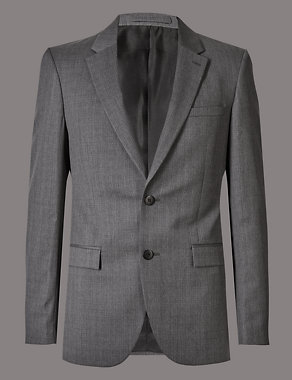 Big & Tall Grey Tailored Fit Wool Jacket Image 2 of 8