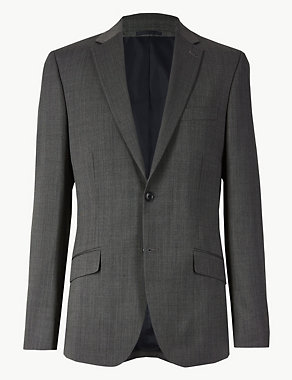 Big & Tall Grey Textured Tailored Fit Jacket Image 2 of 6