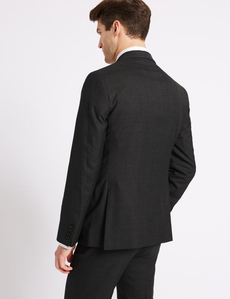 Big & Tall Grey Textured Tailored Fit Jacket 5 of 8