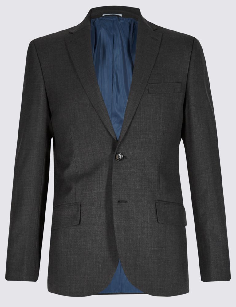Big & Tall Grey Textured Tailored Fit Jacket 2 of 8