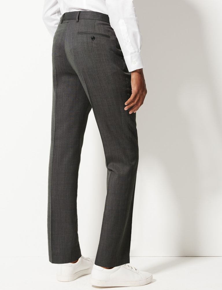 Big & Tall Grey Textured Tailored Fit Trousers 4 of 5