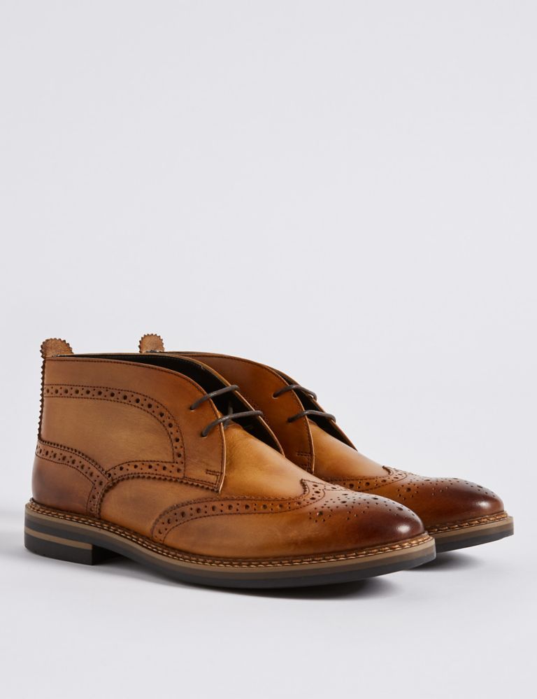 Big & Tall Leather Brogue Chukka Boots 3 of 6