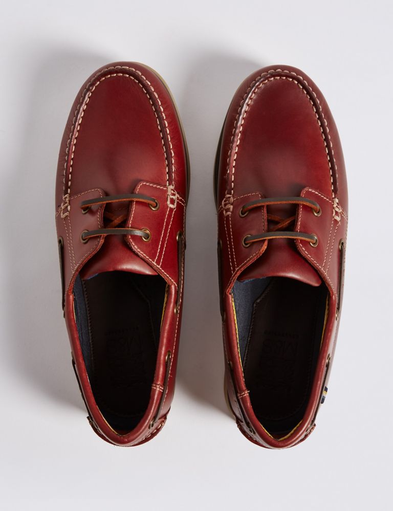 Big & Tall Leather Lace-up Boat Shoes 3 of 5