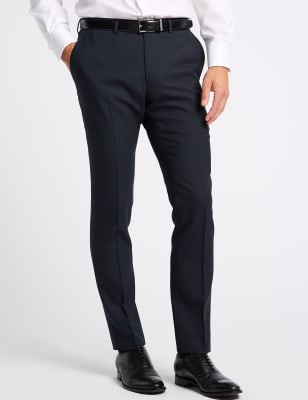 skinny fit wool trousers