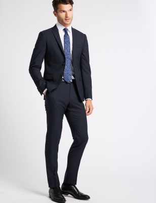 skinny fit wool trousers