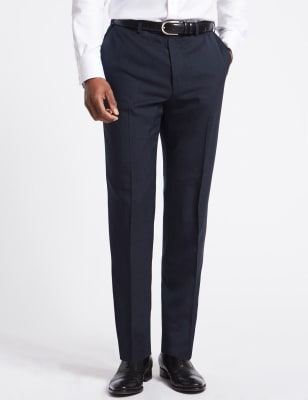 Big & Tall Navy Striped Regular Fit Trousers, M&S Collection