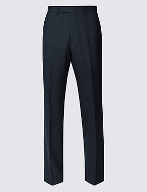 Big & Tall Navy Striped Regular Fit Trousers Image 2 of 5