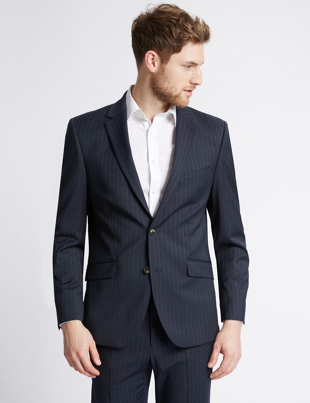 Big & Tall Navy Striped Tailored Fit Jacket 2 of 7