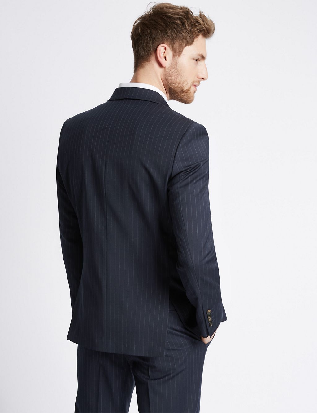 Big & Tall Navy Striped Tailored Fit Jacket 6 of 7