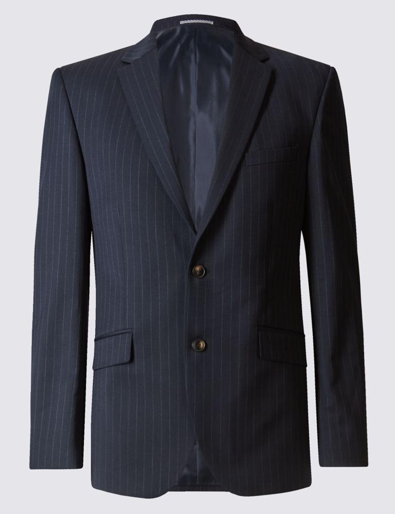 Big & Tall Navy Striped Tailored Fit Jacket 2 of 7
