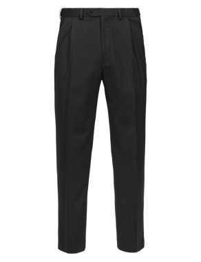 Big & Tall Performance Supercrease™ Active Waistband Twin Pleat Trousers with Wool Image 2 of 4