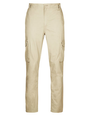 Big & Tall Pure Cotton Cargo Trousers Image 2 of 5