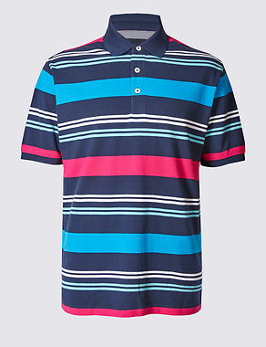 Big & Tall Pure Cotton Striped Polo Shirt Image 2 of 4