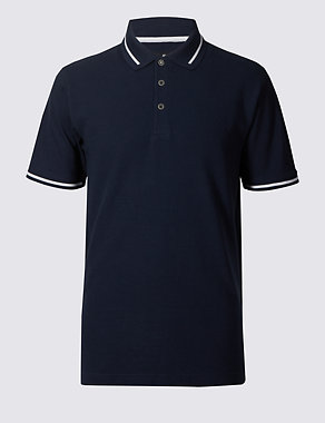 Big & Tall Pure Cotton Textured Polo Shirt Image 2 of 3