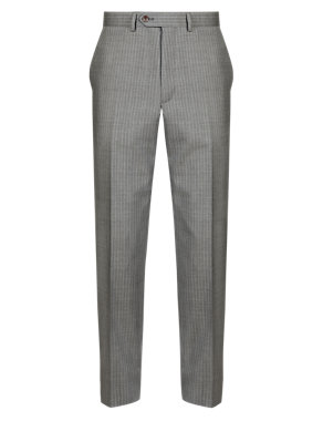 Big & Tall Pure Wool Flat Front Striped Trousers Image 2 of 4