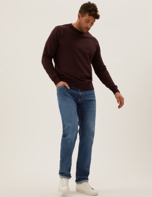 M\u0026S Mens Big \u0026 Tall Straight Fit Stretch Jeans - 4035 - Medium Blue