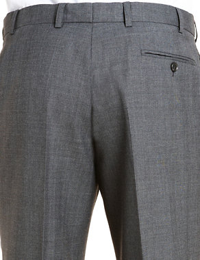 Big & Tall Ultimate Performance Flat Front Prince of Wales Checked Trousers with Wool Image 2 of 4
