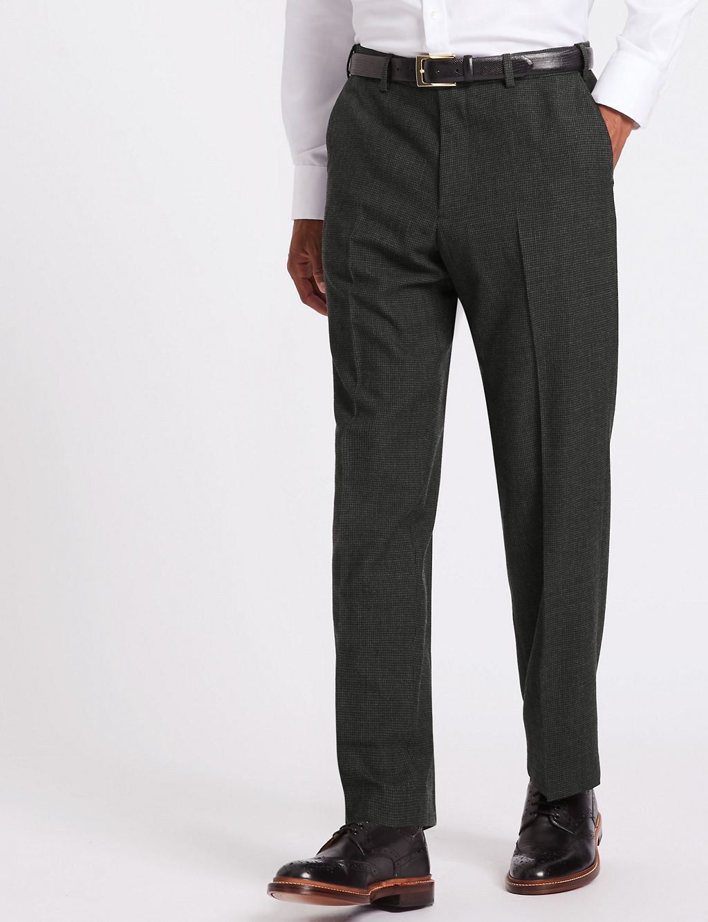 Big & Tall Wool Blend Single Pleated Trousers 3 of 5
