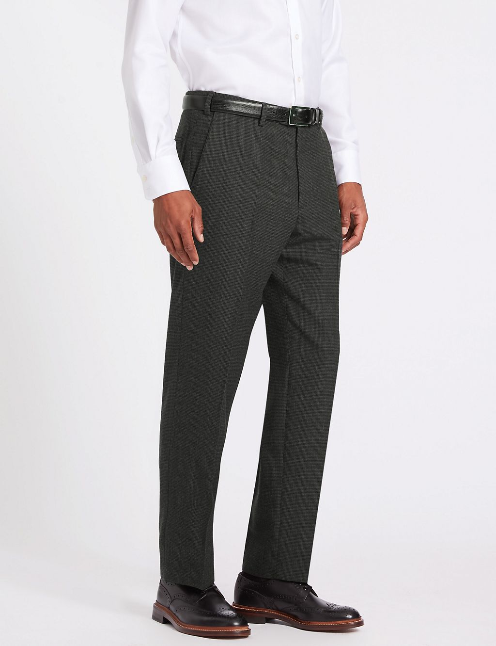 Big & Tall Wool Blend Single Pleated Trousers 2 of 5